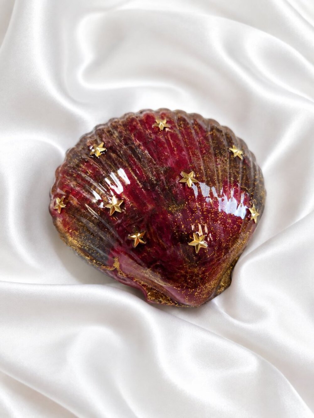 Hand-Painted Decorative Seashell | Mixed Media Coastal Decor | One-of-a-Kind